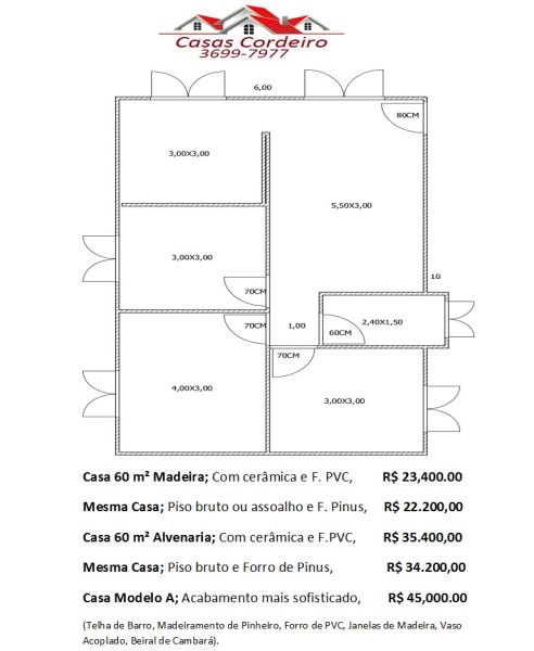 Casa 60 m² a partir de r$ 23.400,00