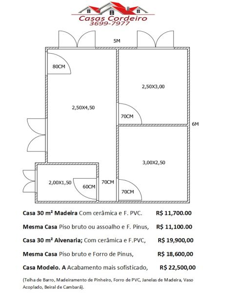 Casa 30 m² 2 quartos a partir r$  11.700,00